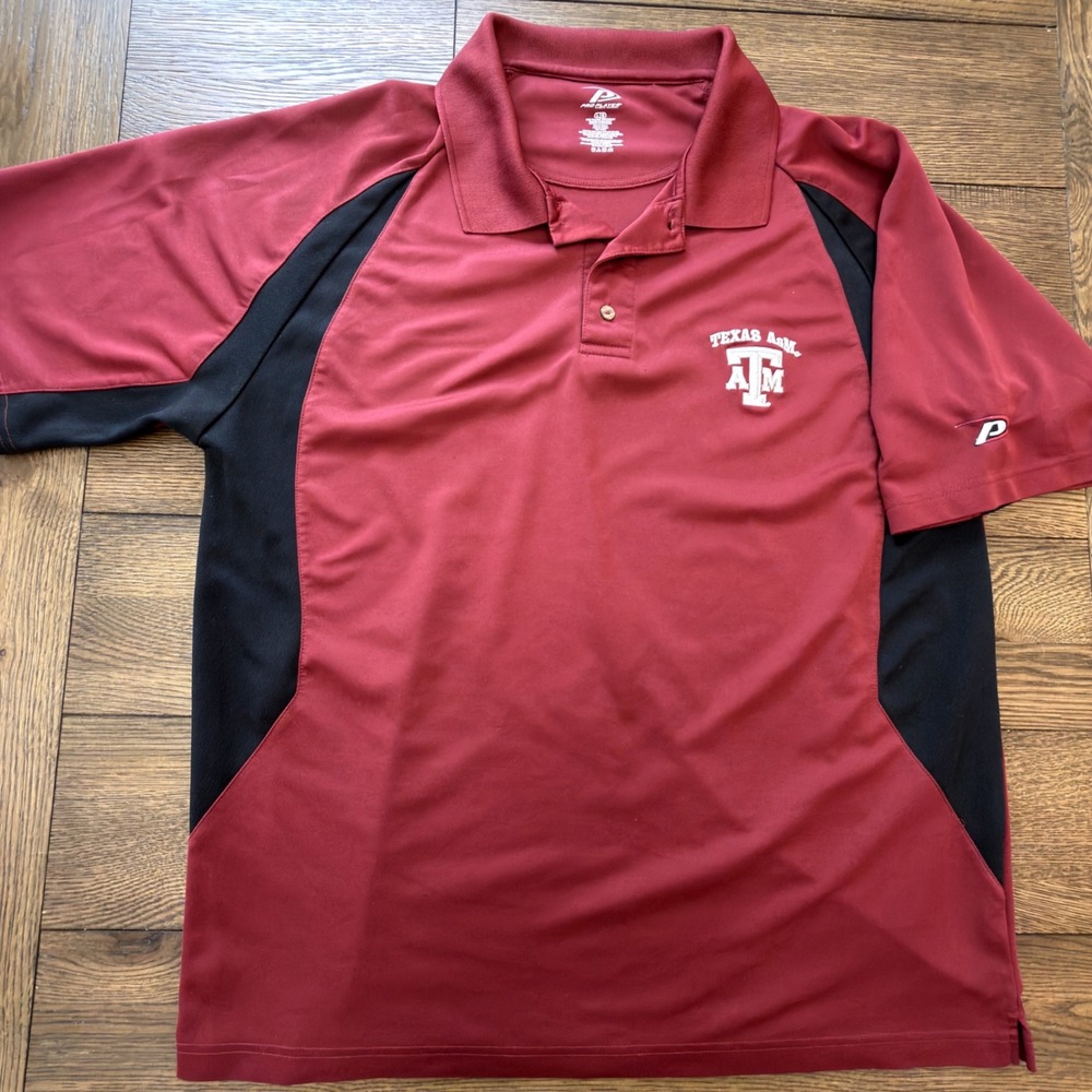Pro Player Texas A&M Aggies Polo Shirt Mens Large Maroon Black Colorblock NCAA